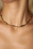 18K Gold Stainless Steel Wave Textured Necklace