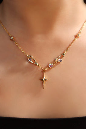 18K Real Gold Plated Moonstones Star Necklace