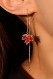 14K Real Gold Plated Maple Leaves Dangle Earrings