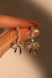 14K Real Gold Plated Diamond Bowknot Heart Earrings