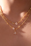 18K Real Gold Plated Diamond Cross Necklace