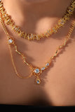 18K Real Gold Plated Diamond Dangle Necklace