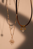 14K Real Gold Plated Diamond Pole Star Layer Necklace