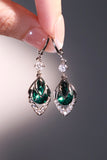 Platinum Plated Green Gem Droplet Earrings