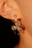 14K Real Gold Plated Diamond Bowknot Heart Earrings