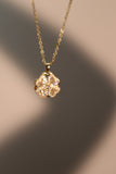 14K Real Gold Plated Spinning Diamond Clover Necklace