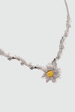 Platinum Plated Orange Opal Sun Necklace