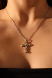 Mix Metal Diamonds Cross Necklace