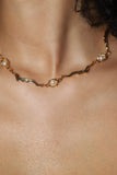 18K Real Gold Plated Multi Pearls Wave Necklace
