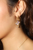 18K Real Gold Plated Moonstone Rose Moon Earrings