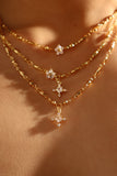 18K Real Gold Plated Diamond Cross Necklace