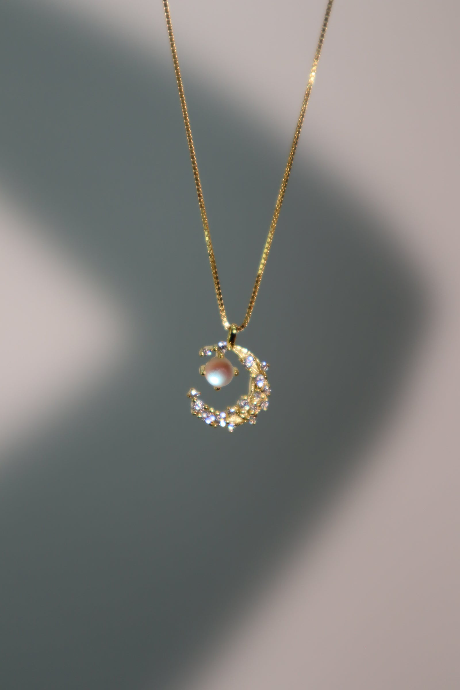 18K Gold Vermeil Moonstone Moon Necklace