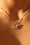 925 Sterling Silver Color Gems Butterfly Pendant Necklace