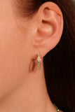 14K Real Gold Plated White Opal Diamond Earrings