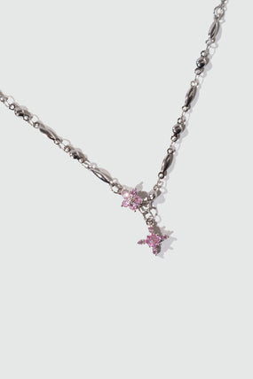 Platinum Plated Pink Diamond Cross Necklace