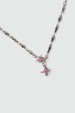Platinum Plated Pink Diamond Cross Necklace