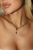 18K Real Gold Plated Emerald Droplet Necklace