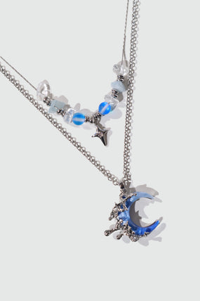 Platinum Plated Gradient Blue Moon Necklace