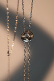 Platinum Plated Pole Star Clock Lariat Necklace