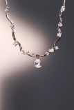 Platinum Plated Diamond Spiral Drop Necklace