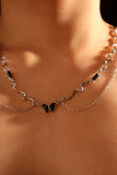 Black Gem Butterfly Necklace