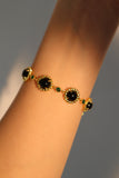 18K Real Gold Plated Natural Black Agate Bracelet