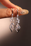 Platinum Plated Diamond Droplet Dangle Earrings