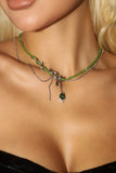 Platinum Plated Emerald Droplet Necklace
