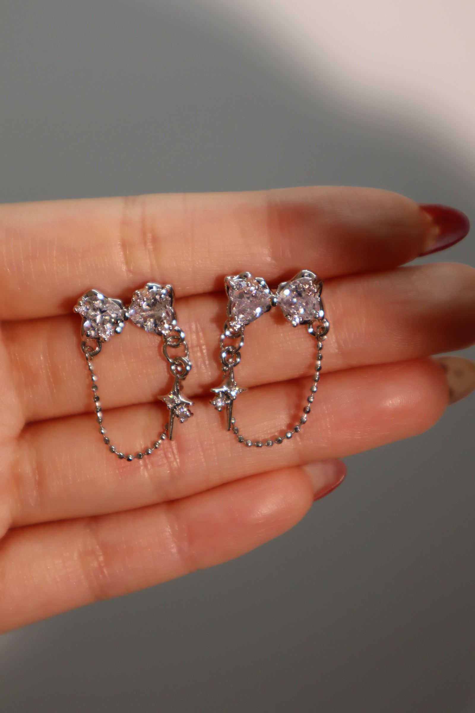 Diamond Bowknot Star Earrings