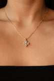 18K Real Gold Plated Spinning Diamond Clover Necklace