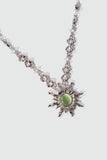 Platinum Plated Green Opal Sun Necklace