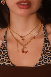 18K Real Gold Plated Red Moon Pearls Necklace