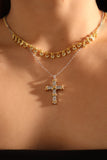 Mix Metal Diamonds Cross Necklace