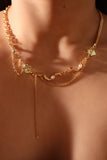 18K Real Gold Plated Jade Pearls Chain Necklace