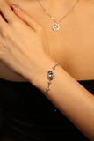 Platinum Plated Moonstone Saturn Star Bracelet