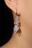 Platinum Plated Diamond Droplet Dangle Earrings