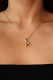 18K Real Gold Plated Spinning Diamond Clover Necklace