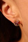 14K Real Gold Plated Purple Butterfly Stud Earrings