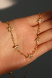 18K Real Gold Plated Multi Diamond Star Necklace