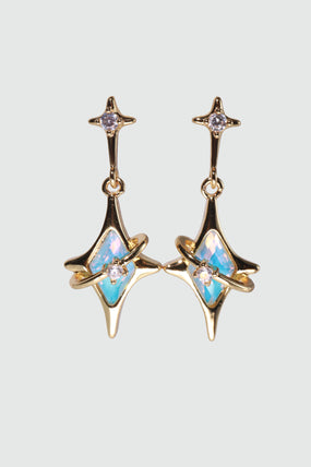 18K Real Gold Plated Blue Saturn Star Earrings