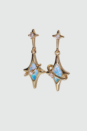 18K Real Gold Plated Blue Saturn Star Earrings
