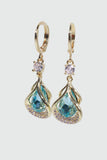 14K Real Gold Plated Blue Gem Sector Droplet Earrings