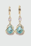 14K Real Gold Plated Blue Gem Sector Droplet Earrings