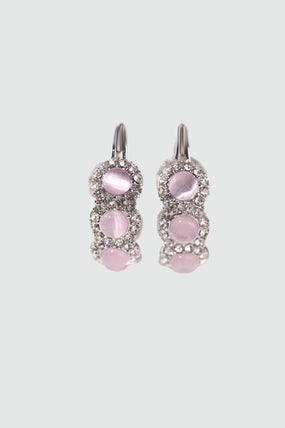 Platinum Plated Pink Opal Hoop Earrings