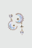 14K Real Gold Plated Moonstones Moon Heart Earrings