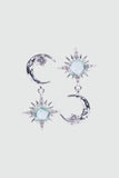 Platinum Plated Moon Pole Star Earrings