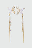 14K Real Gold Plated Diamond Wave Butterfly Earrings