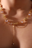 18K Real Gold Plated Moonstone Knot Necklace