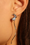 Platinum Plated Blue Moon Star Dangle Earrings