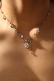 Platinum Plated Lucky Leaf Shell Pearls Spiral Necklace